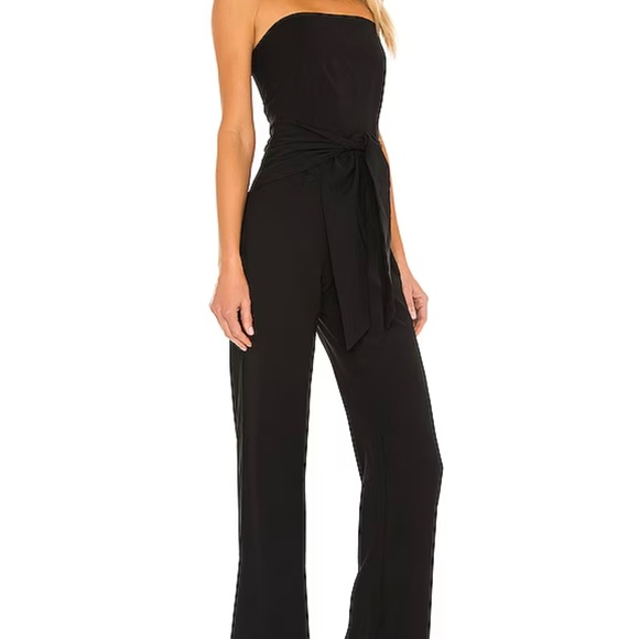 Superdown Jordan Tie Waist Jumpsuit in Black - Picture 2 of 7